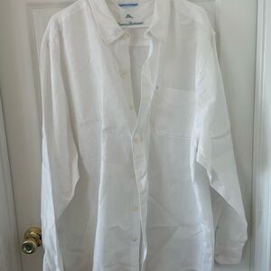 Tommy Bahama White Linen Relaxed Collar Shirt